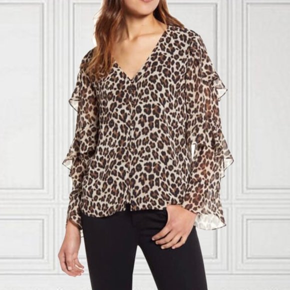 NWT Vince Camuto Leopard Blouse | size S - Picture 1 of 8